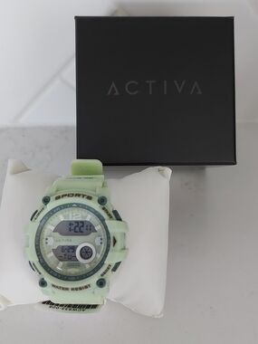 Activa Women's Mint Green Resin Strap Digital Watch
